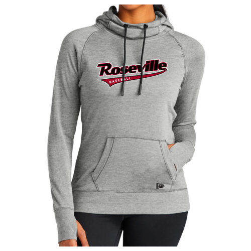 Roseville Baseball  - Shadow Grey Ladies Printed Tri-Blend Fleece Pullover (LNEA510)
