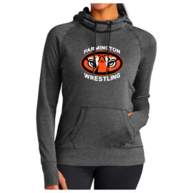 Farmington Wrestling  - Black Heather Ladies Printed Tri-Blend Fleece Pullover (LNEA510)