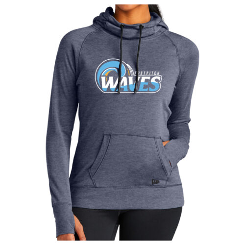 Waves Fastpitch - Navy Heather Ladies Printed Tri-Blend Fleece Pullover (LNEA510)