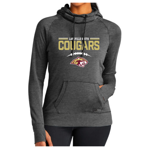 Lakeville South Football - Black Heather Ladies Printed Tri-Blend Fleece Pullover (LNEA510)