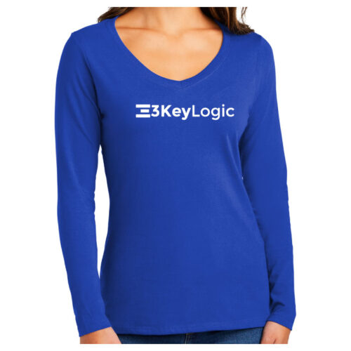 3KeyLogic - Printed Ladies Long Sleeve Fan Favorite™ V-Neck Tee (LPC450LS) - Image 2