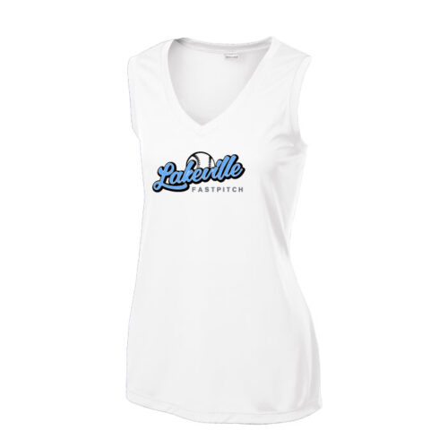 Lakeville Fastpitch - Ladies Printed Sleeveless V-Neck Tee (LST352) - Image 2