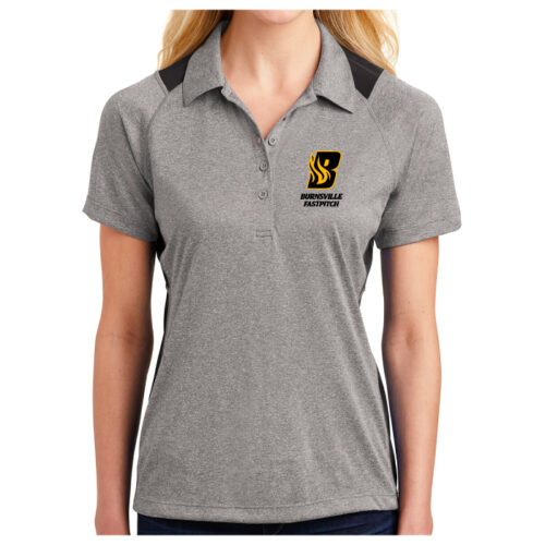 Burnsville Fastpitch - Vintage Heather/Black Ladies Embroidered Performance Polo (LST665)