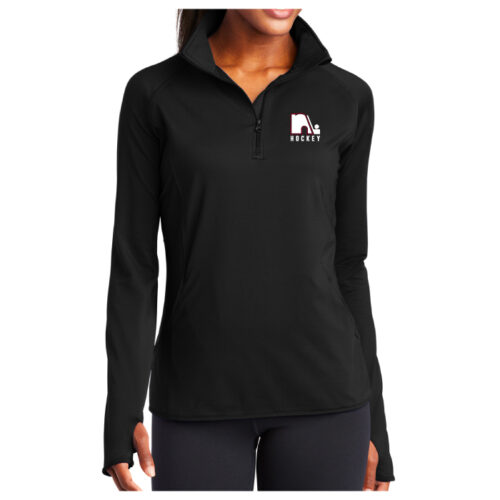 Lakeville North Hockey - Black Ladies Embroidered Stretch 1/4 Zip Pullover (LST850)
