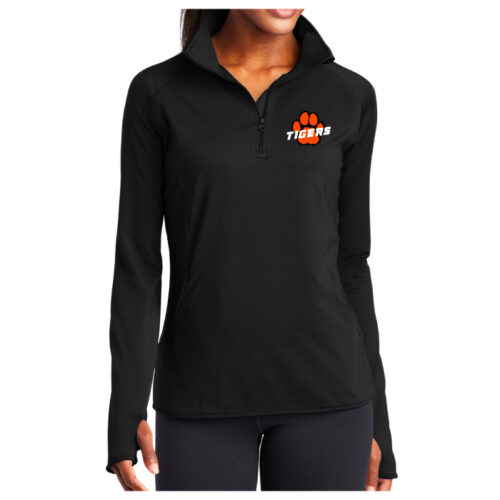 Farmington Elementary School - Black Ladies Embroidered Stretch 1/4 Zip Pullover (LST850)