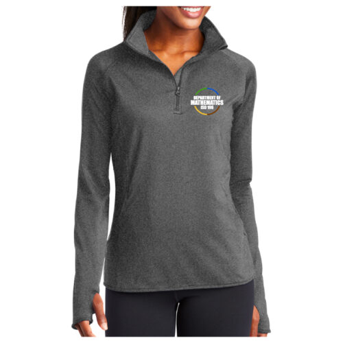 District 196 Department of Mathematics - Charcoal Grey Heather Ladies Embroidered Stretch 1/4 Zip Pullover (LST850)