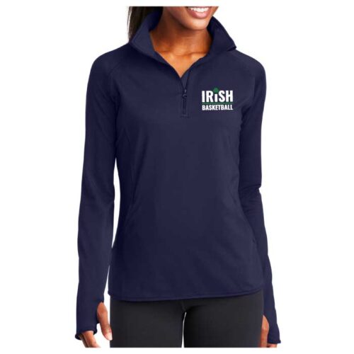 Rosemount Travel Basketball - Navy Ladies Embroidered Stretch 1/4 Zip Pullover (LST850)