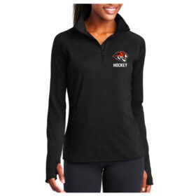 Farmington Hockey - Black Ladies Embroidered Stretch 1/4 Zip Pullover (LST850)