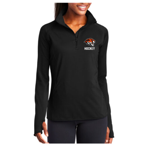 Farmington Hockey - Black Ladies Embroidered Stretch 1/4 Zip Pullover (LST850)