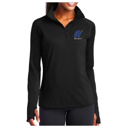 Hastings Hockey - Black Ladies Embroidered Stretch 1/4 Zip Pullover (LST850)