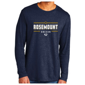 Rosemount Boys Soccer - Navy Heather Longsleeve Printed Tri-Blend Tee (PC330LS)