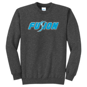 Fusion Fastpitch - Dark Heather Grey Printed Fleece Crewneck Sweatshirt (PC78)