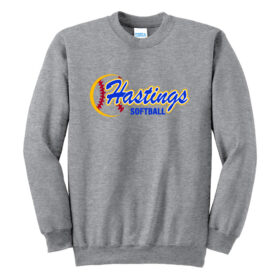 Hastings Raiders Softball - Athletic Heather Printed Fleece Crewneck Sweatshirt (PC90)