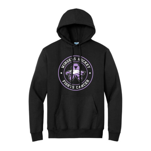 Red Wing Hockey Fights Cancer - Printed Black Pullover Hoodie (PC90H)