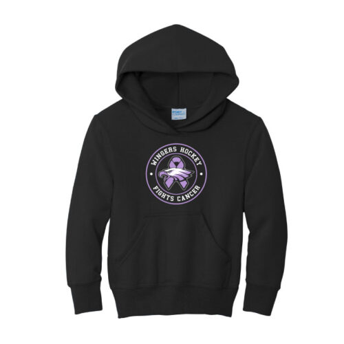 Red Wing Hockey Fights Cancer - Printed Black Pullover Hoodie (PC90H) - Image 2
