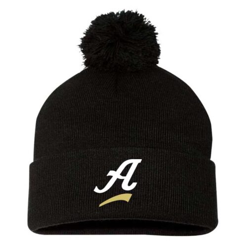 Andover Baseball- Black Embroidered Pom Stocking Cap (SP15)