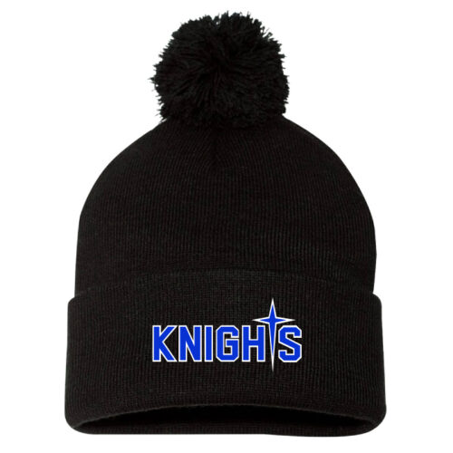 Knights Fastpitch - Black Embroidered Pom Stocking Cap (SP15)