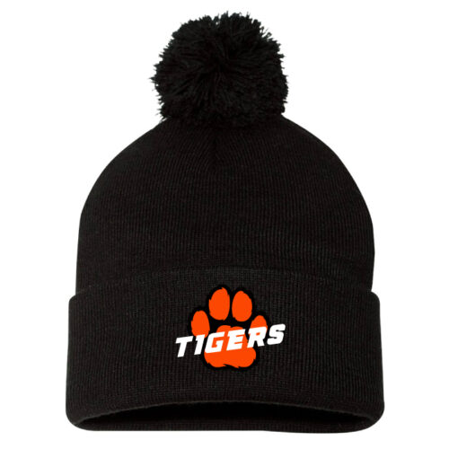 Farmington Elementary School - Black Embroidered Pom Stocking Cap (SP15)