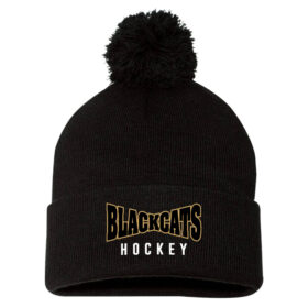 Blackcats Hockey - Black Embroidered Pom Stocking Cap (SP15)