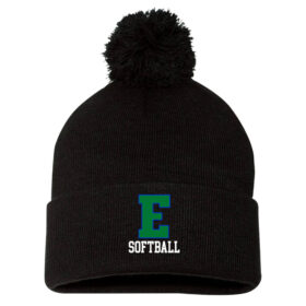 Eagan High School Softball - Black Embroidered Pom Stocking Cap (SP15)