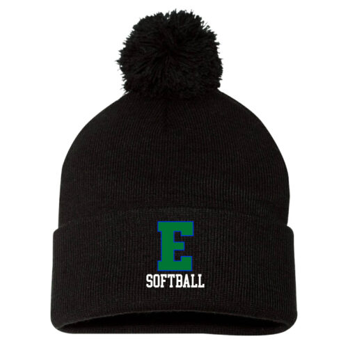 Eagan High School Softball - Black Embroidered Pom Stocking Cap (SP15)