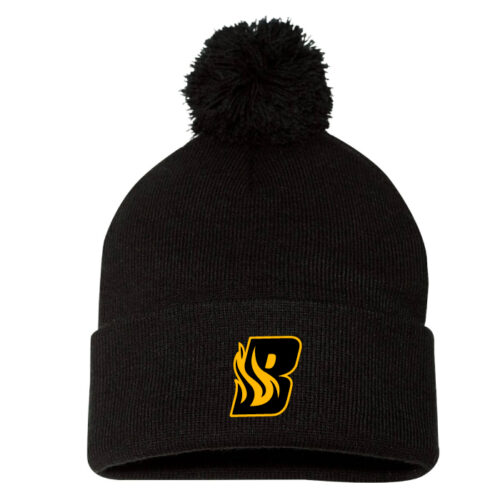 Burnsville Fastpitch - Black Embroidered Pom Stocking Cap (SP15)