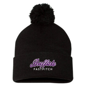 Buffalo Fastpitch - Black Embroidered Pom Stocking Cap (SP15)