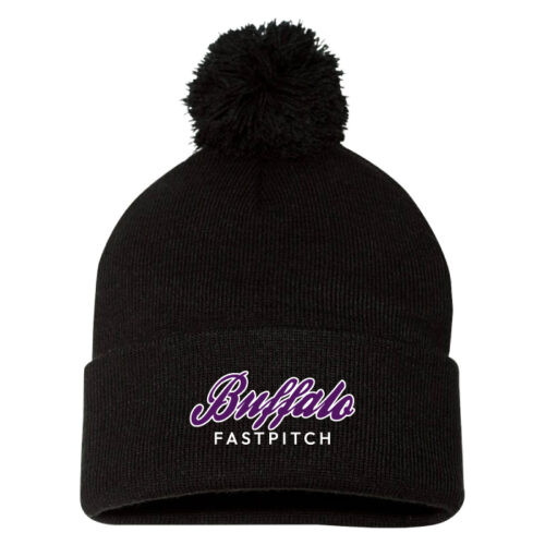 Buffalo Fastpitch - Black Embroidered Pom Stocking Cap (SP15)