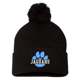 Jefferson Jaguars Basketball - Black Embroidered Pom Stocking Cap (SP15)