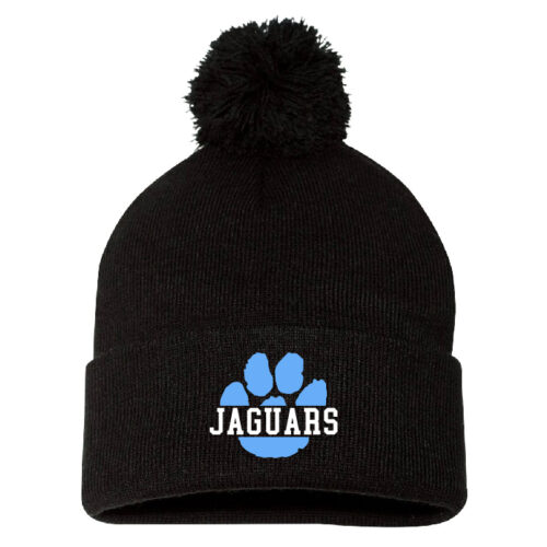 Jefferson Jaguars Basketball - Black Embroidered Pom Stocking Cap (SP15)