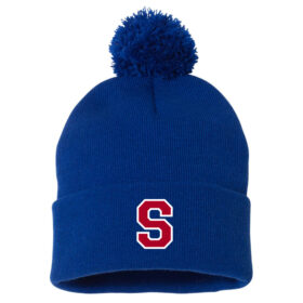 Simley Baseball - Royal Blue Embroidered Pom Stocking Cap (SP15)