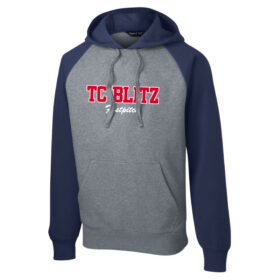 TC Blitz - Navy/Heather Tackle Twill Raglan Colorblock Pullover Hooded Sweatshirt (ST267)