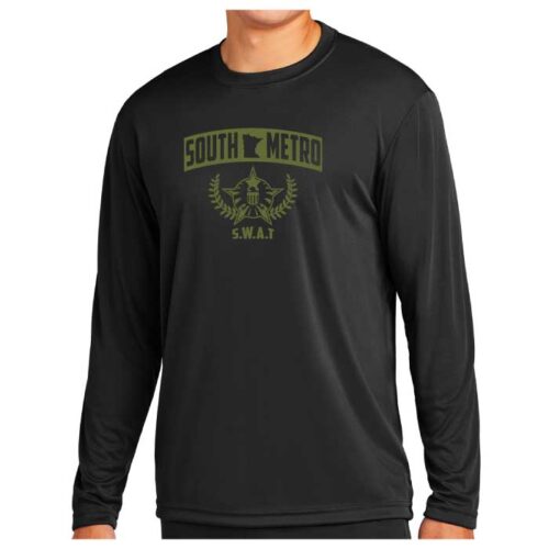 South Metro S.W.A.T. - Black Longsleeve Printed Performance Tee (ST350LS)