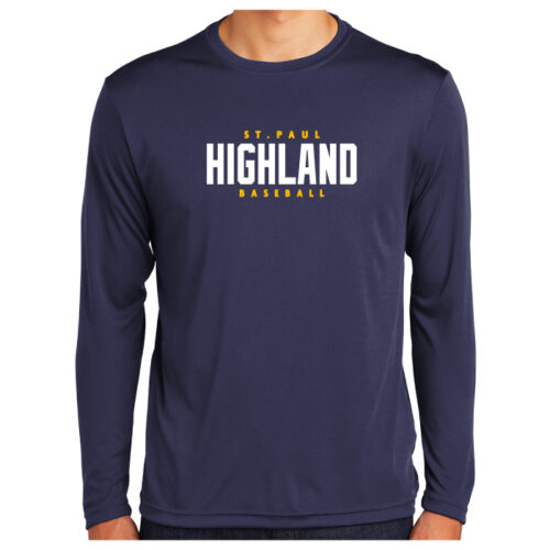 Highland Baseball - True Navy Longsleeve Printed Performance Tee (ST350LS)