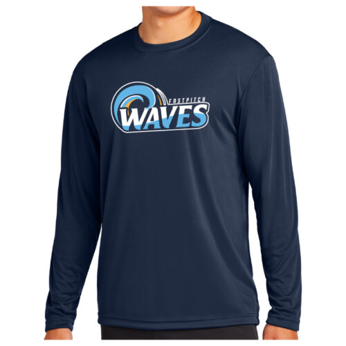 Waves Fastpitch - Navy Longsleeve Printed Performance Tee (ST350LS)