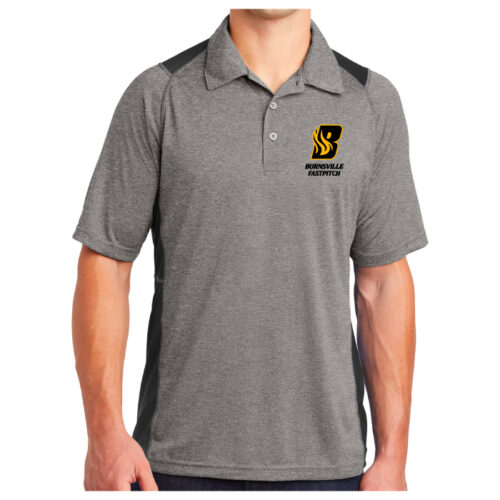 Burnsville Fastpitch - Vintage Heather/Black Emboidered Performance Polo (ST665)