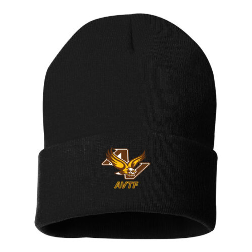 Apple Valley Track - Black Embroidered Cuffed Beanie