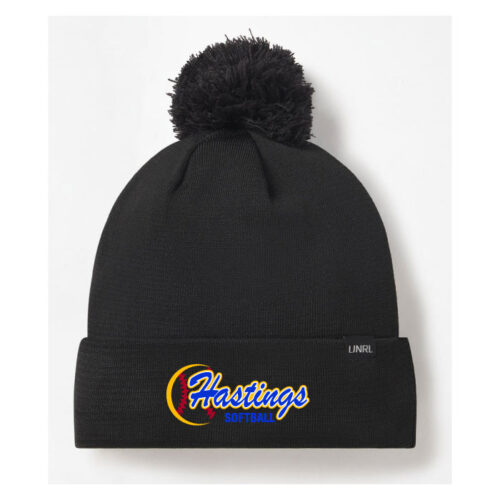 Hastings Raiders Softball - Black Embroidered Pom Stocking Cap (SP15)