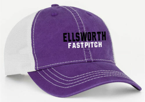 Ellsworth Fastpitch - Purple/Stone Embroidered Vintage Trucker Cap (4710)