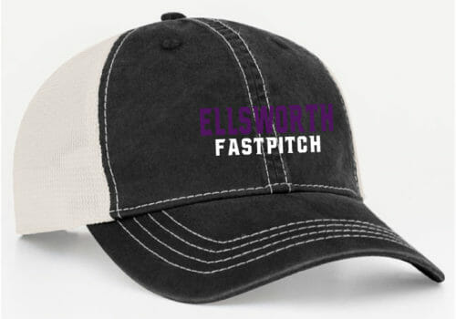 Ellsworth Fastpitch - Purple/Stone Embroidered Vintage Trucker Cap (4710) - Image 2