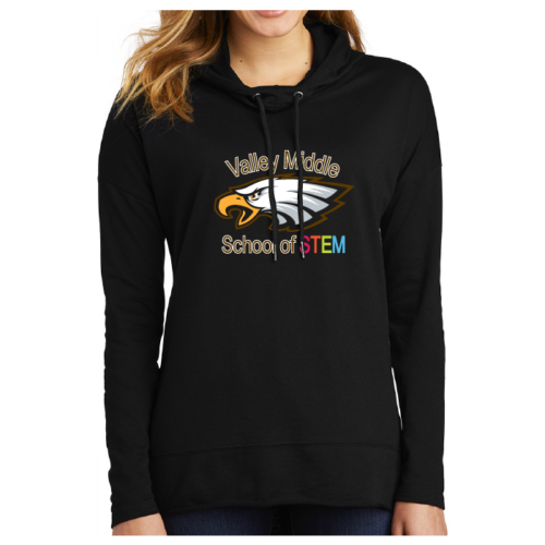 Valley Middle School of STEM - Black Printed Women’s Featherweight French Terry ™ Hoodie (DT671)