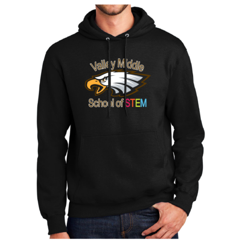 Valley Middle School of STEM - Black Printed Pullover Hoodie (PC90H)