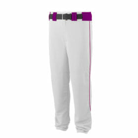 CA Stock Baseball Pants - White with Purple Piping and Belt Loops