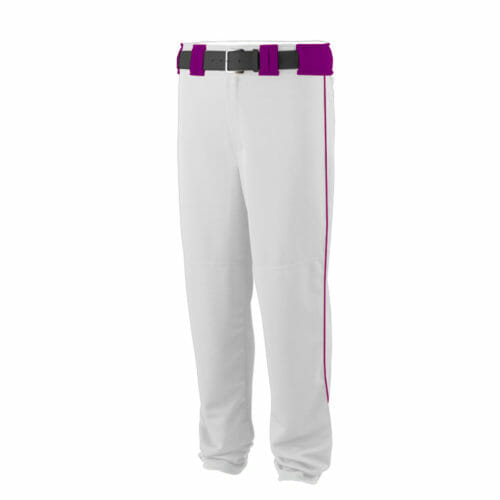CA Stock Baseball Pants - White with Purple Piping and Belt Loops