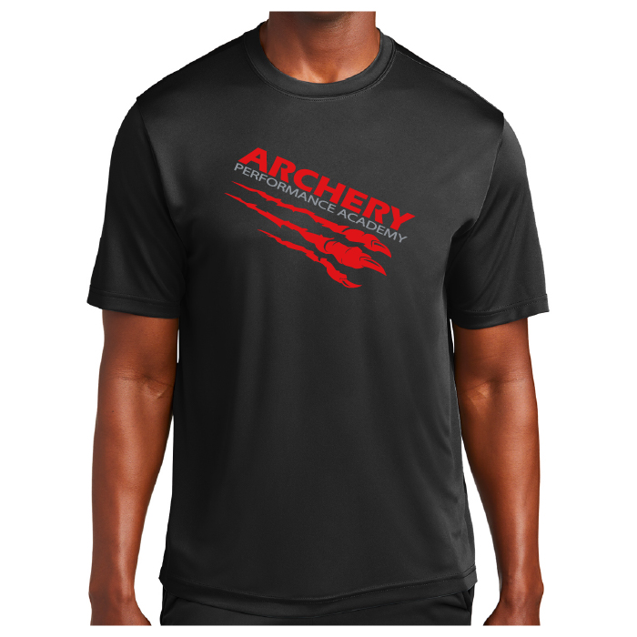 archery performance academy black printed performance tee (st350)
