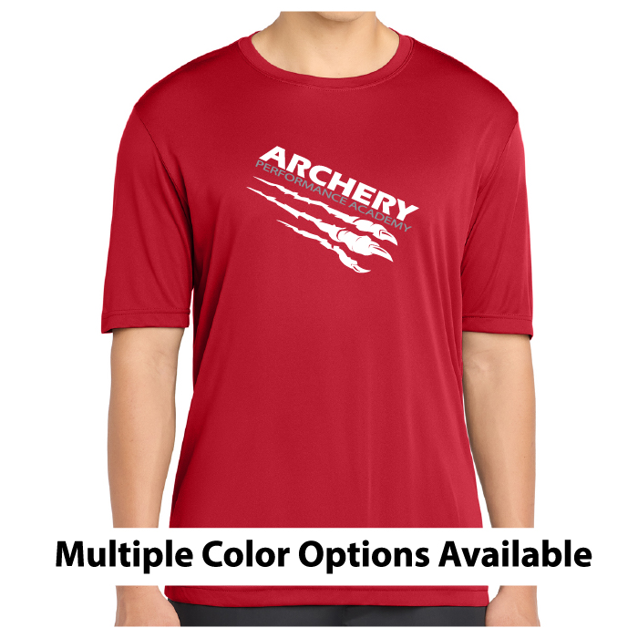 archery performance academy black printed performance tee (st350)