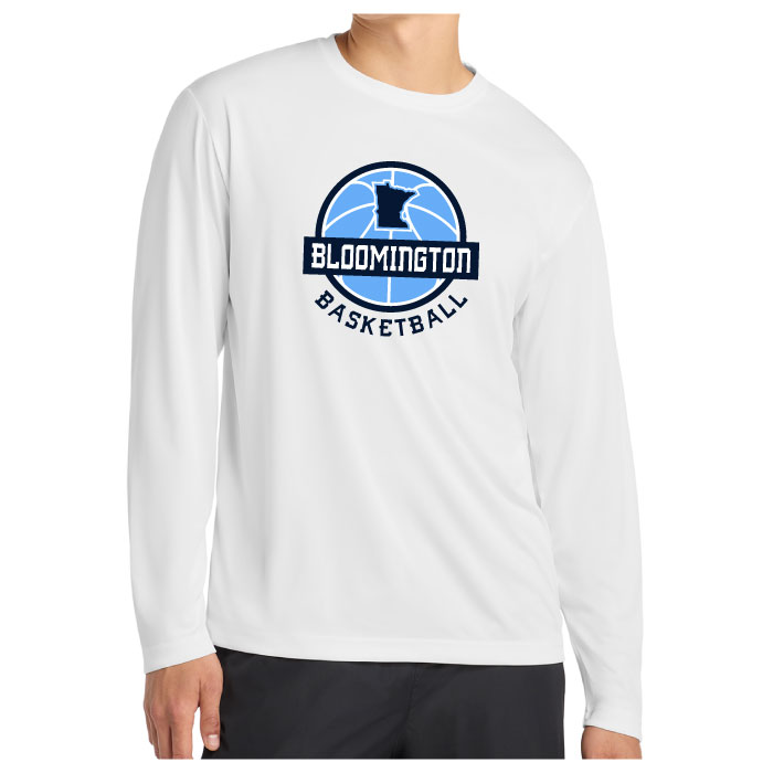 bloomington basketball coaches longsleeve printed performance tee (st350ls)