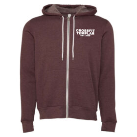 crossfit templar embroidered maroon sponge fleece full zip hoodie (bc3739)