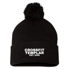 crossfit templar black embroidered pom stocking cap (sp15)