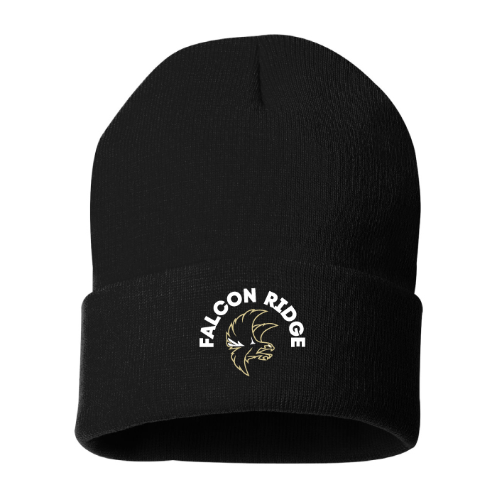 falcon ridge middle school black embroidered cuffed beanie (sp12)